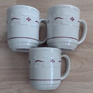 Longaberger Verified Ceramic Pottery Three 12 Ounce Mugs Like New